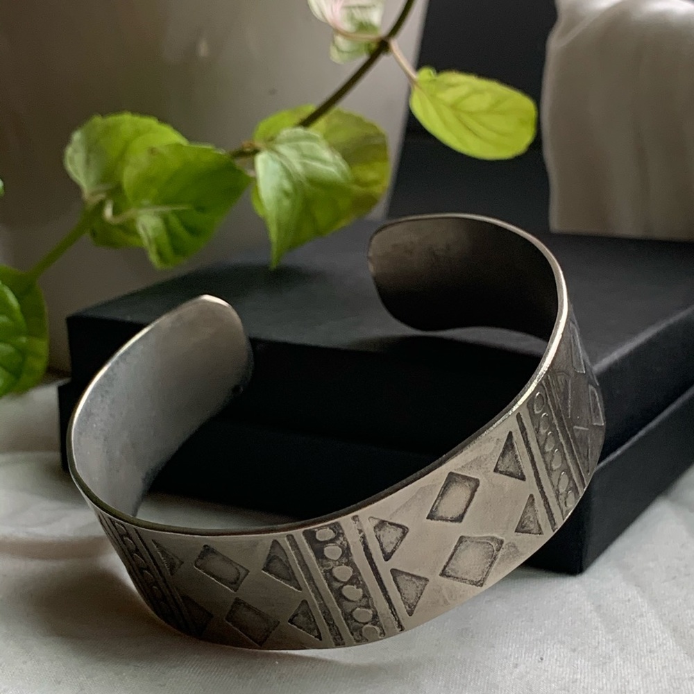 Solid Silver Moroccan Bracelet, African Cuff - image 5